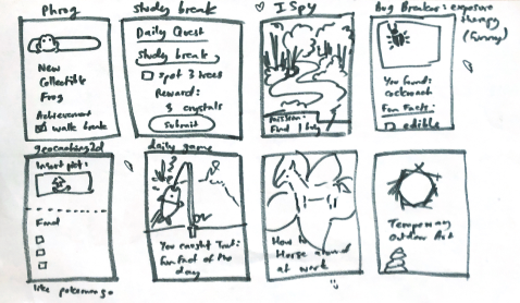 Crazy 8s ideation sketches set 1